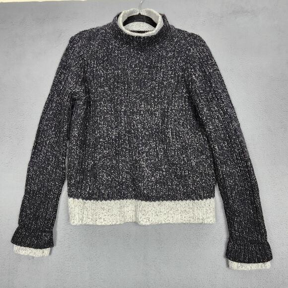 Sarah Spencer Sweater Womens Medium Gray Mock Neck Angora Marled Chunky Knit - Picture 1 of 14